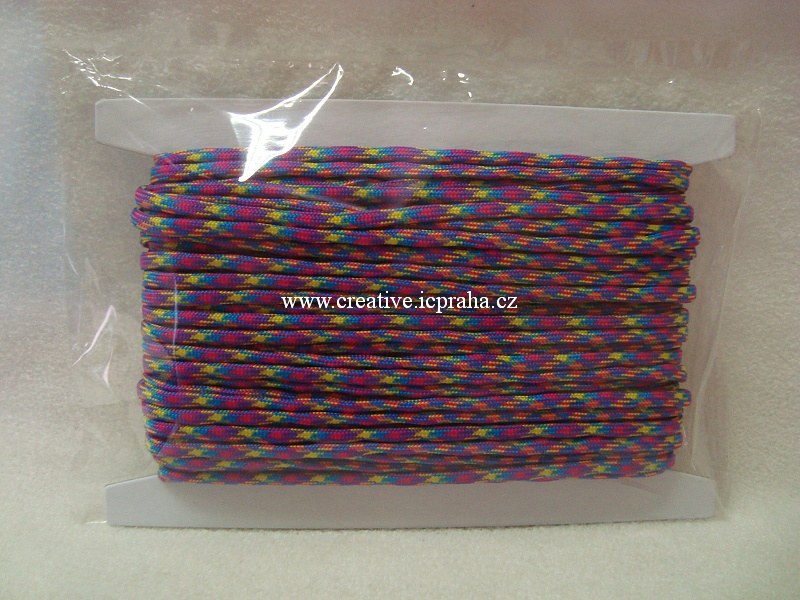 paracord 4mm fialová+růžová+modrá+žlutá